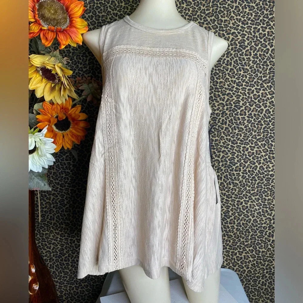 🌴3/$30🌴DOE & RAE Taupe Sleeveless Tunic Tank Top Blouse NWT